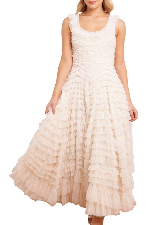 Needle & Thread Hattie Scoop Neck Ankle Gown in Cream at Nordstrom, Size 10