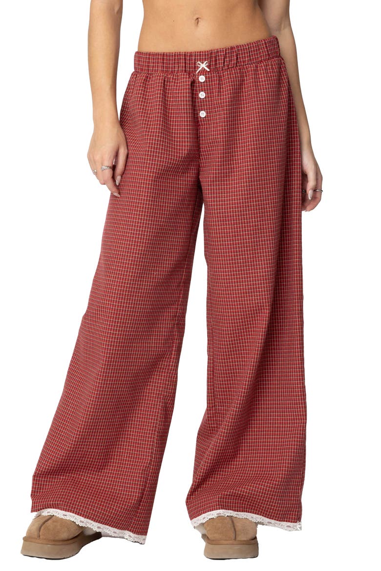 Dakota Plaid Pants, Main, color, RED