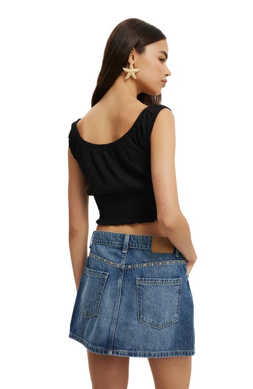 Shop Cotton On Chloe Shirred Short Sleeve Top In Black