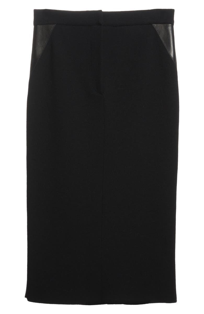 TOM FORD Wool Blend Crepe & Leather Pencil Skirt, Alternate, color,