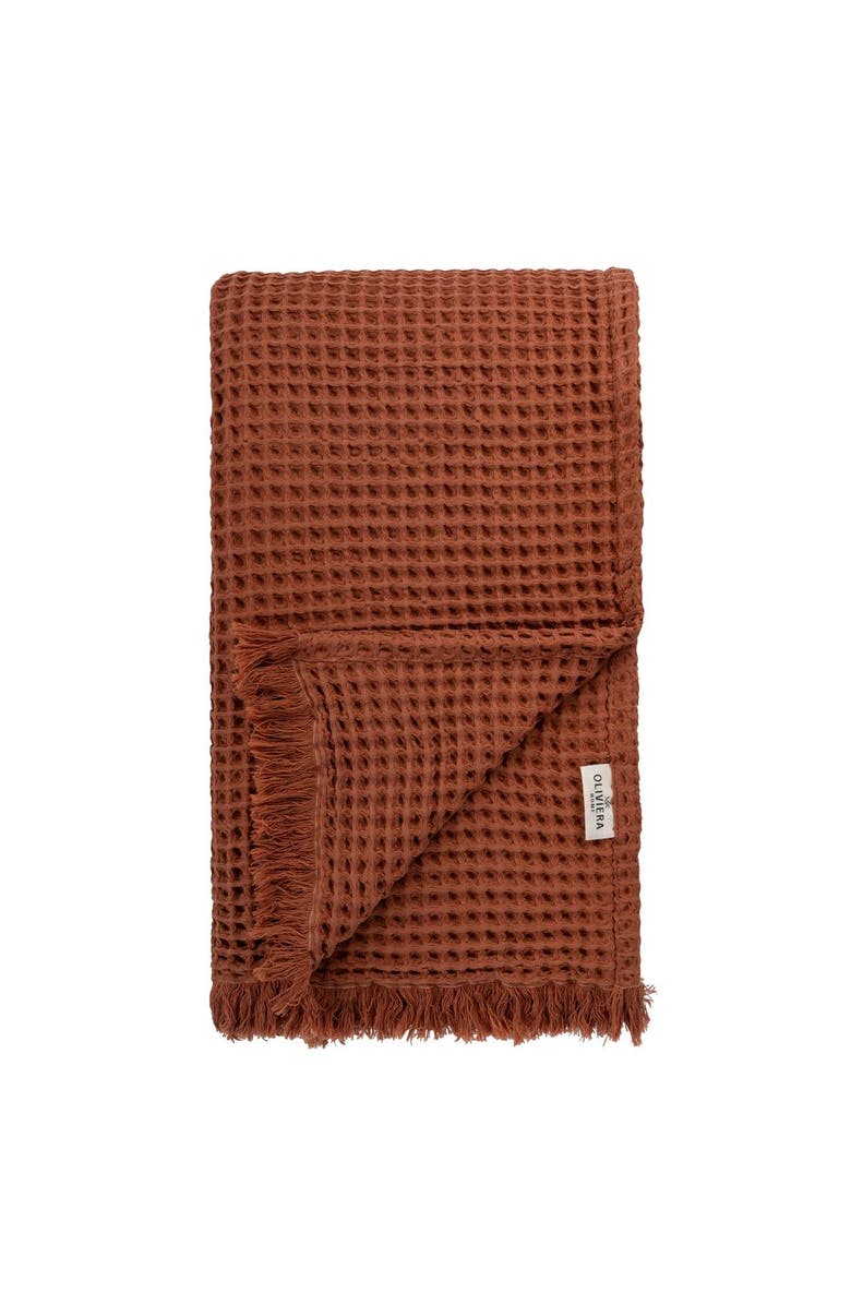 Oliviera Home Waffle Turkish Cotton Blanket, Main, color, Brown