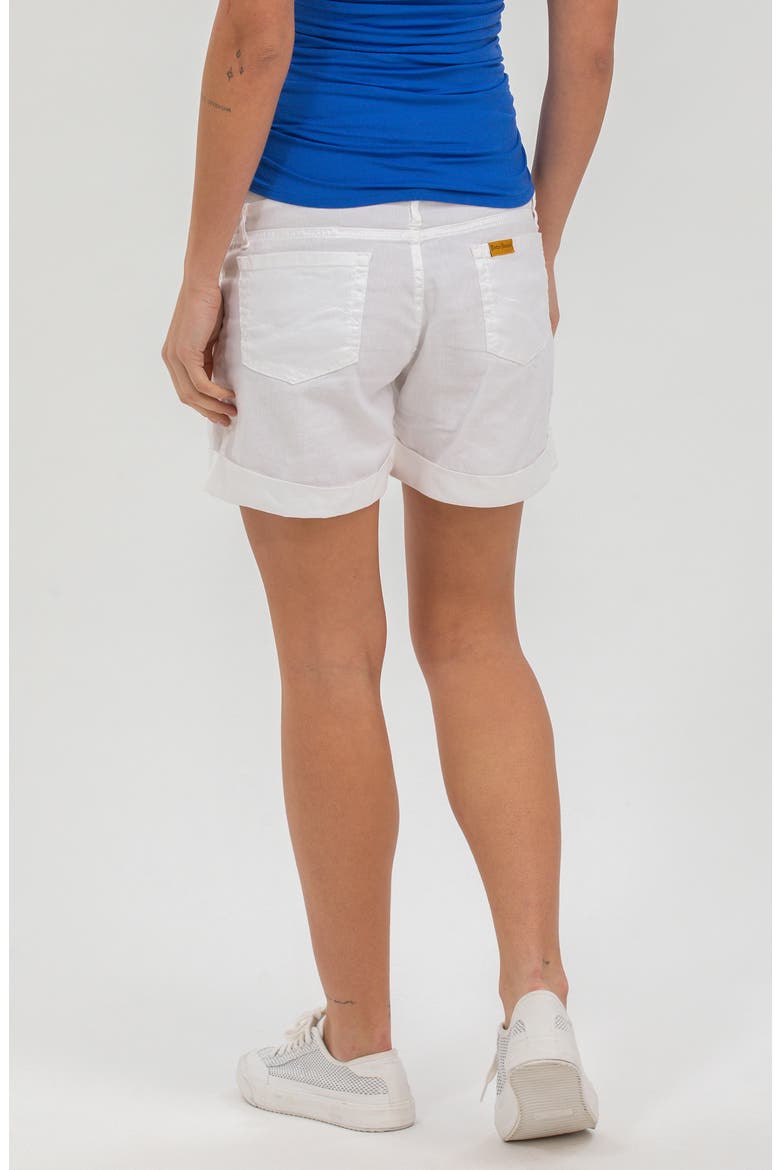 Pleated Linen & Cotton Maternity Shorts, Alternate, color, WHITE