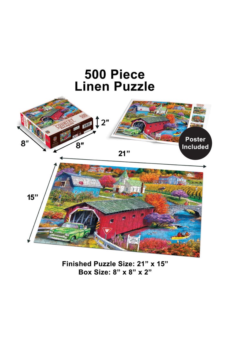 Hill Village Covered Bridge 500pc Puzzle, Alternate, color, Multicolor