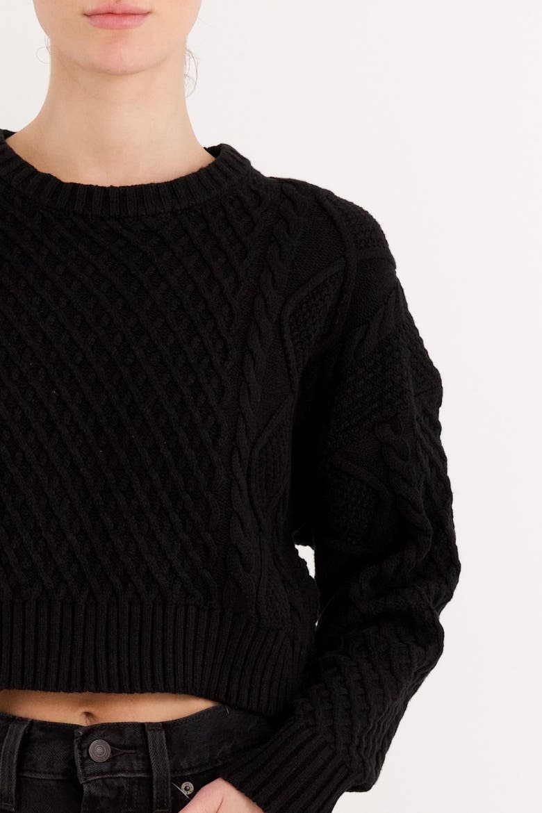 Cropped Knit Sweater, Alternate, color, Black
