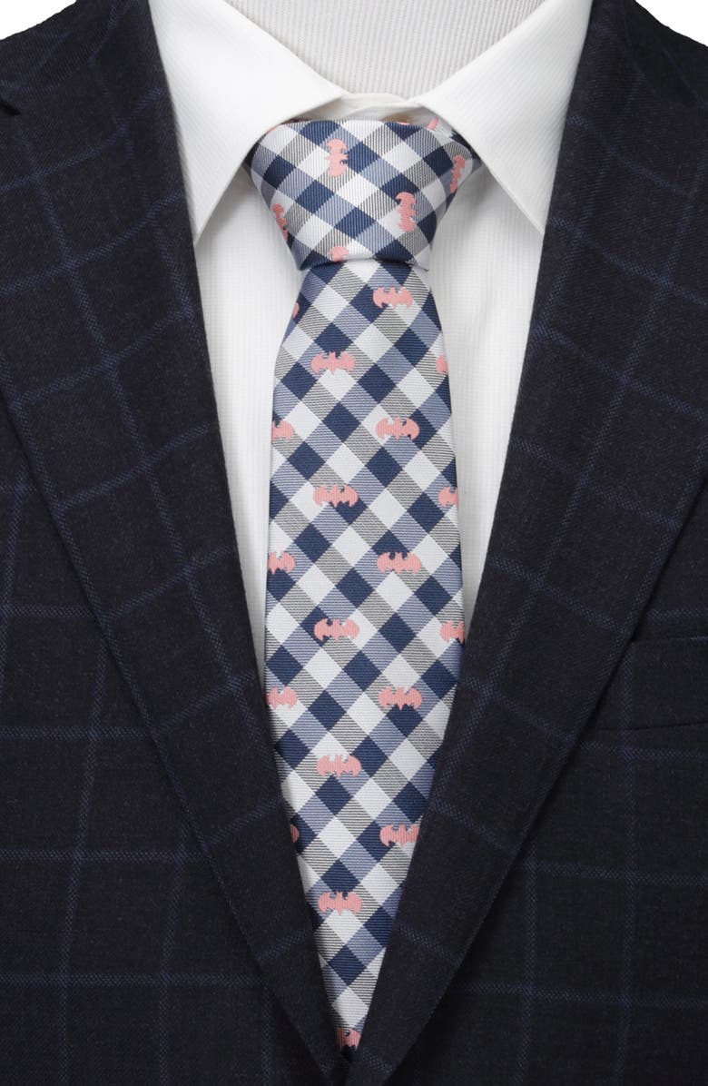 Cufflinks, Inc. Batman Plaid Silk Tie, Alternate, color, Navy