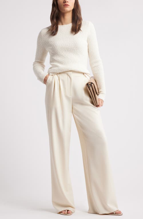 Nordstrom Textured Slim Crewneck Sweater In Ivory Pristine