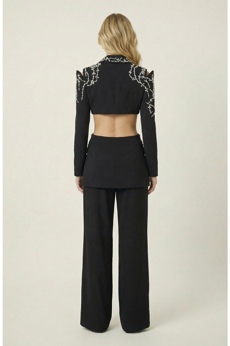 Embellished Cutout Blazer, Alternate, color, Black