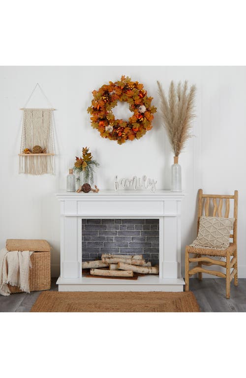 Nearly Natural 30in. Autumn Pumpkin & Maple Leaf Artificial Fall Wreath In Orange