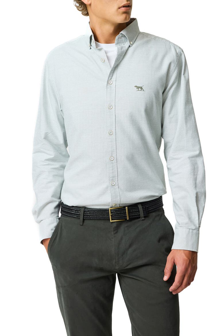 Oxford Crossings Sports Fit Cotton Dobby Button-Down Shirt, Main, color, FERN