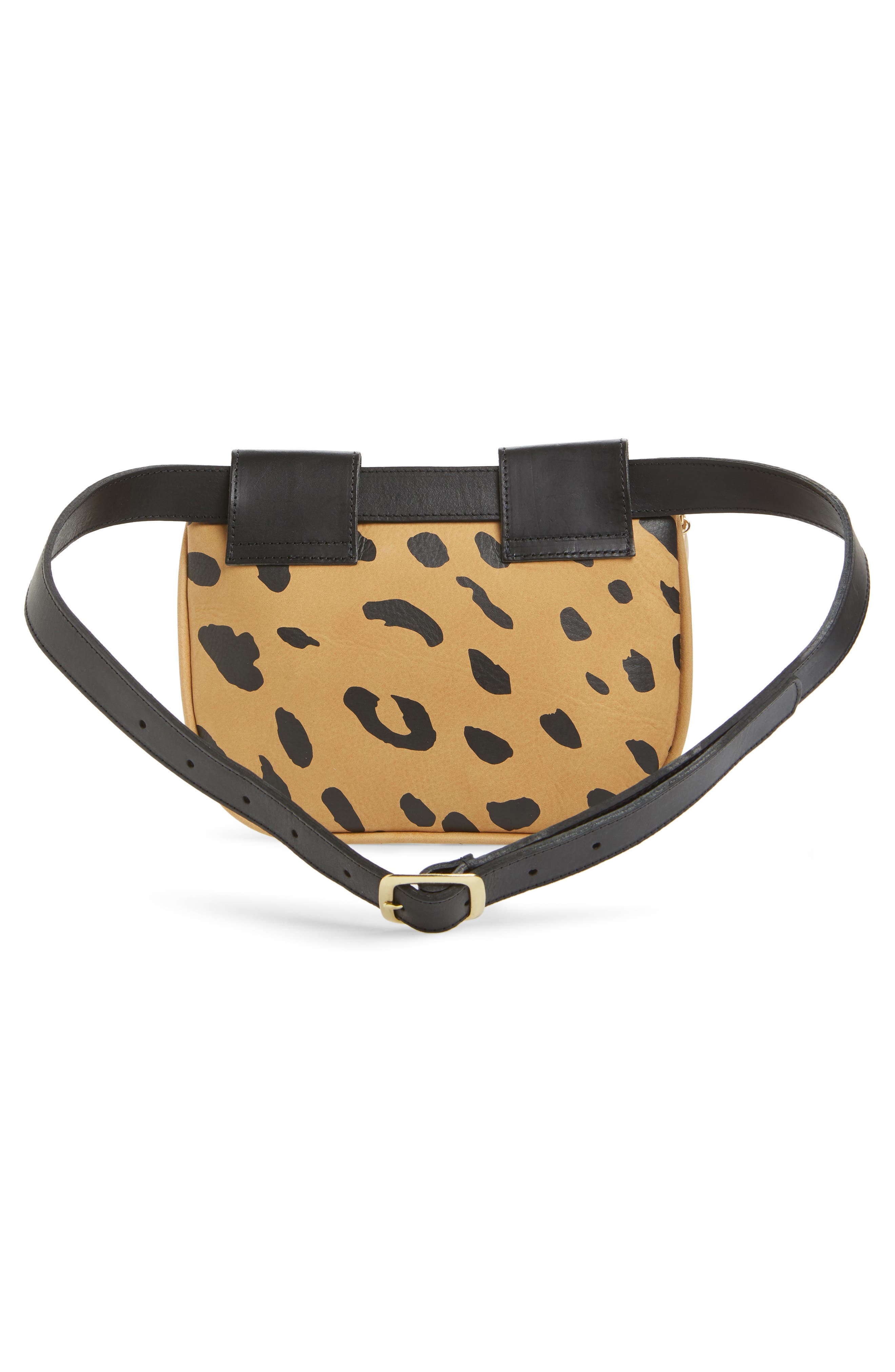 Jaguar Print Leather Fanny Pack, Alternate, color, CAMEL