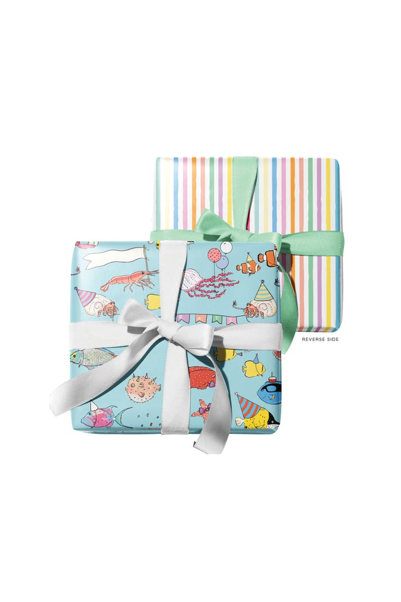 Eight Sheets Two-Sided "Reef Party" Heavyweight Gift Wrap, Alternate, color, Multicolored
