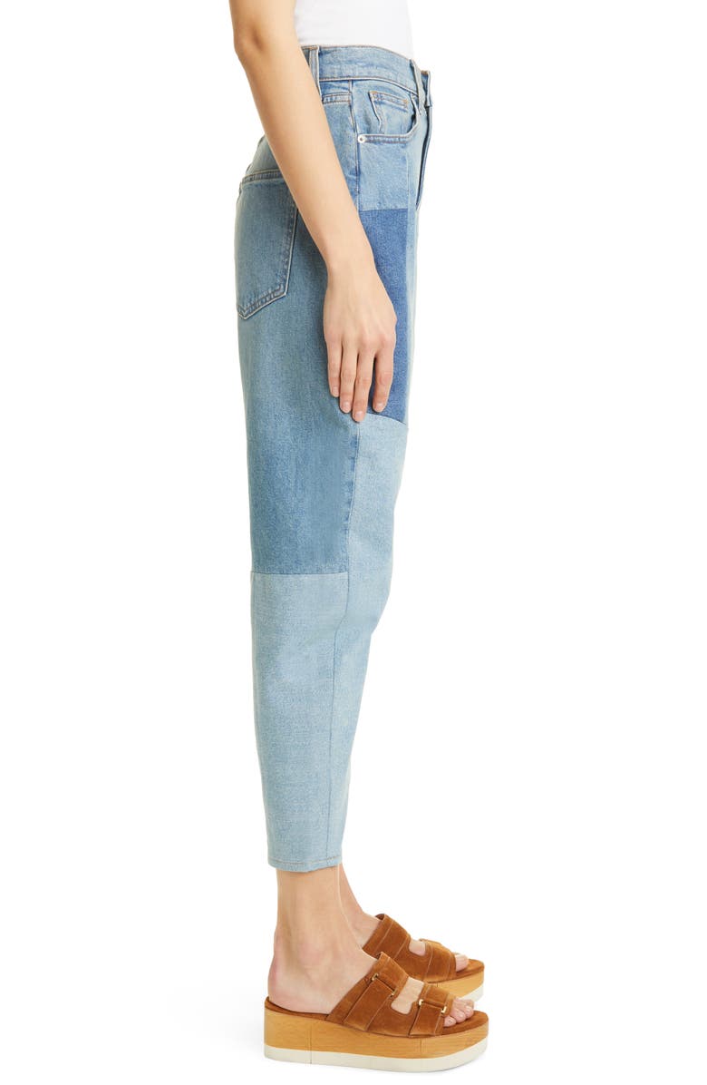 Veronica Beard Charlie Colorblock Crop Barrel Jeans, Alternate, color,
