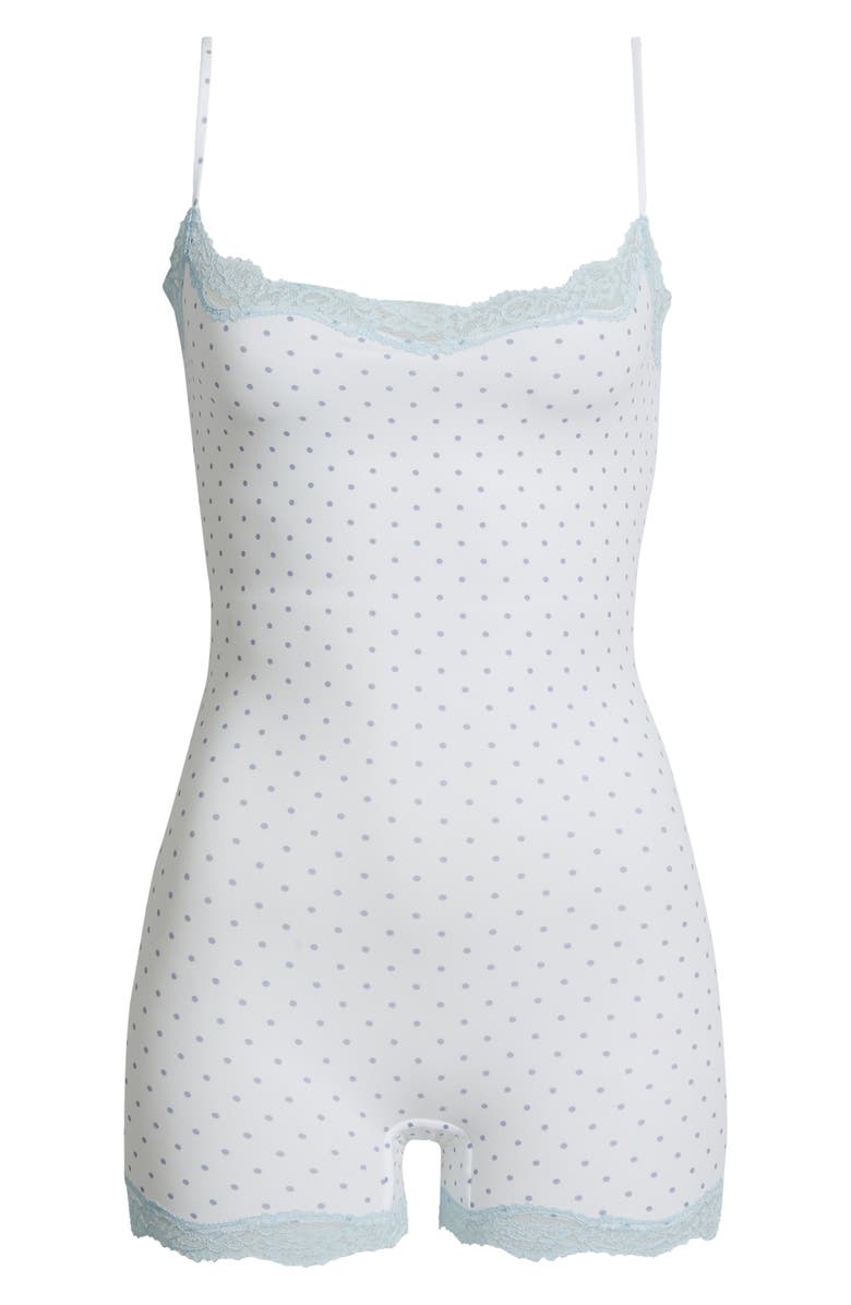 SKIMS Fits Eveyrbody Lace Romper, Alternate, color, Slate Pin Dot Print