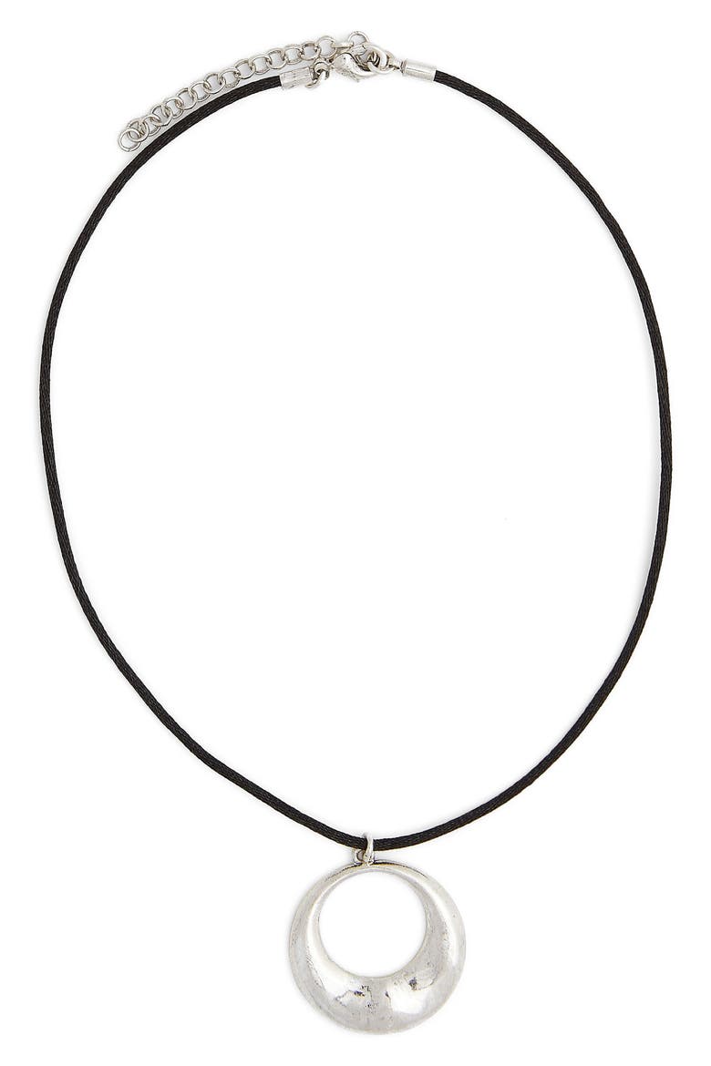 Infinity Pendant Cord Choker Necklace, Main, color, SILVER