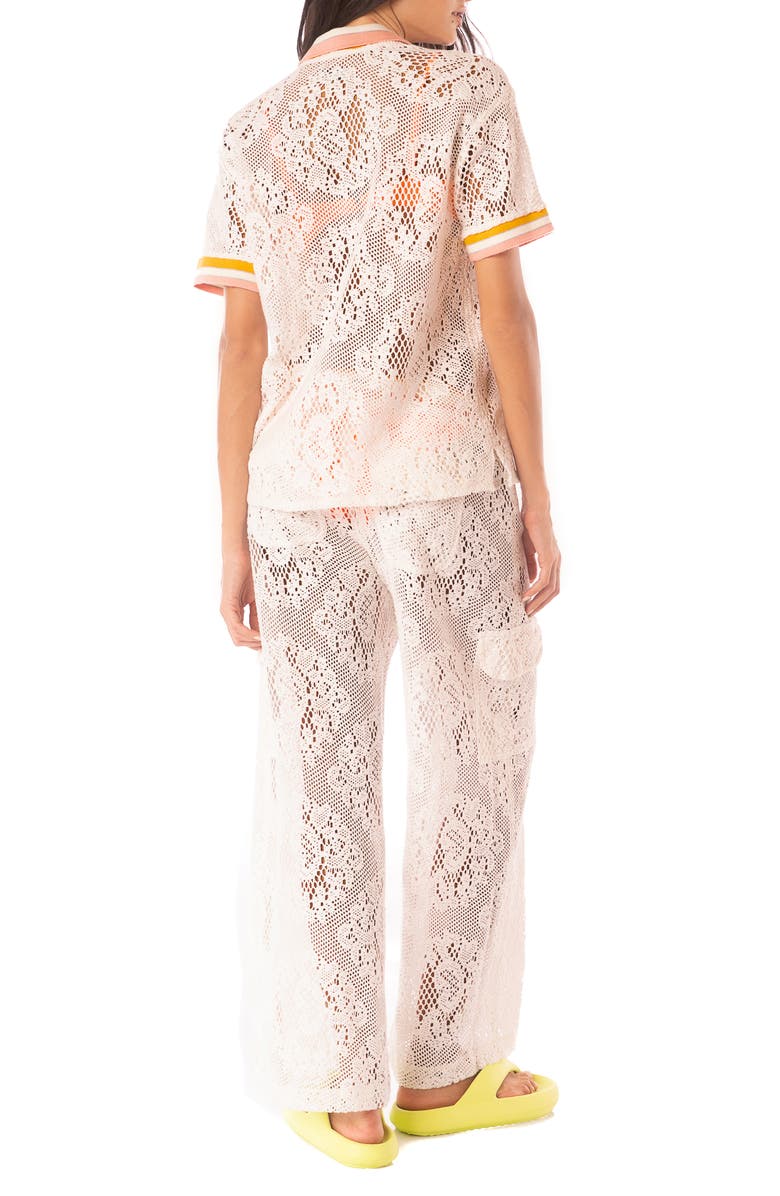 Maaji Flowery Ginevra Open Knit Cover-Up Pants, Alternate, color, Beige Overflow