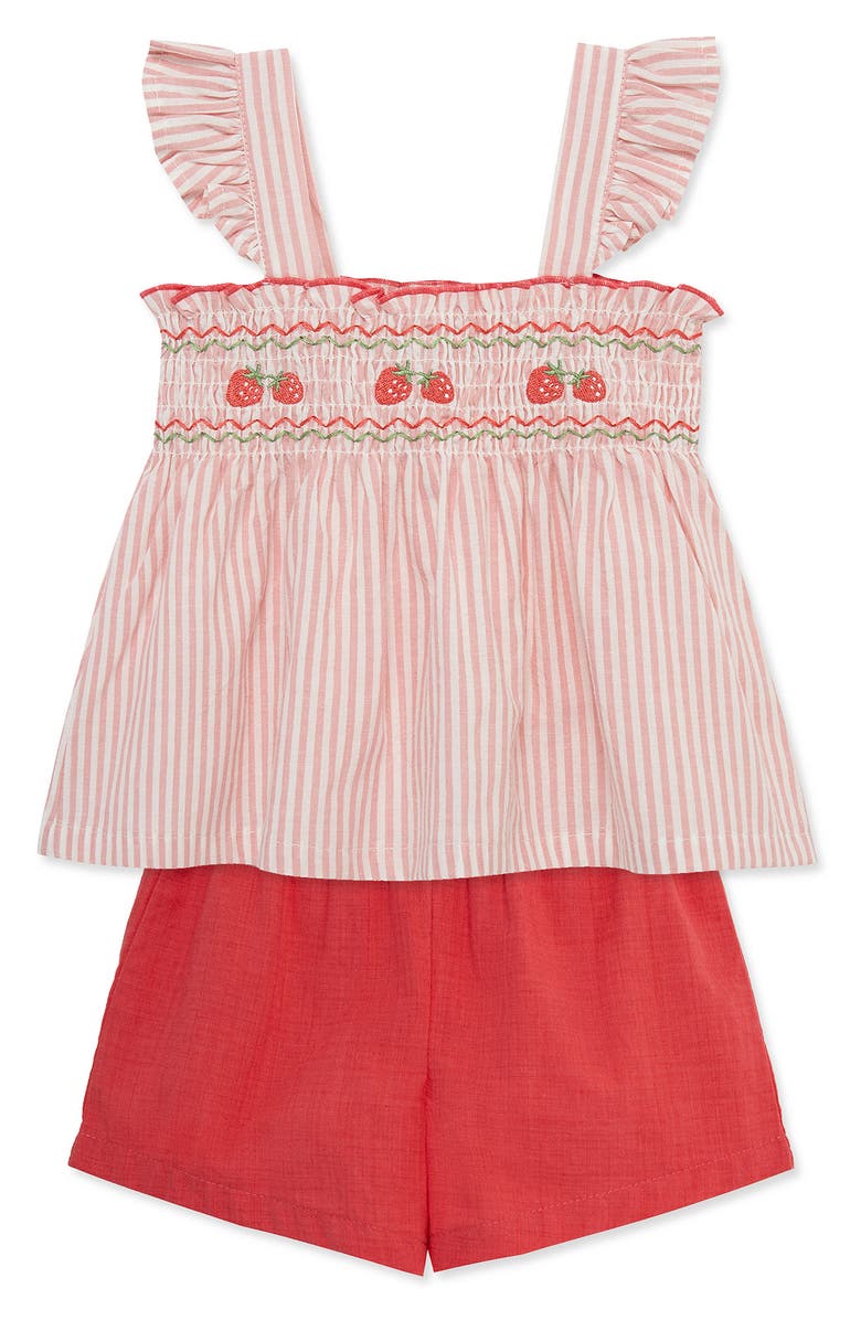 Little Me Strawberry Woven 2-Piece Set, Alternate, color, Pink