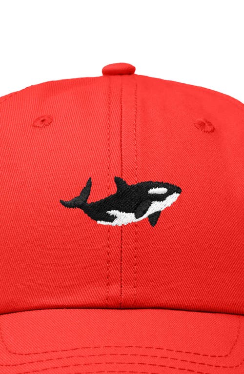 Dalix Killer Whale Embroidered Dad Hat In Red