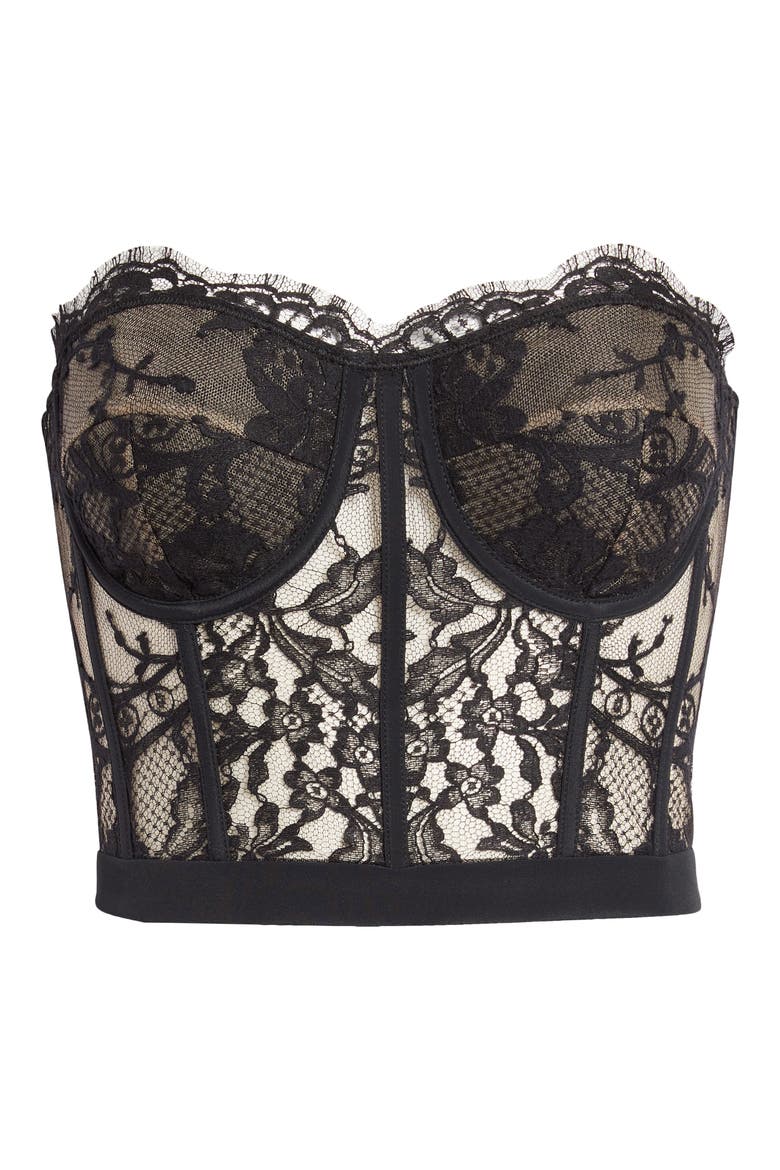 Semisheer Strapless Corset Top, Main, color, 1000 BLACK