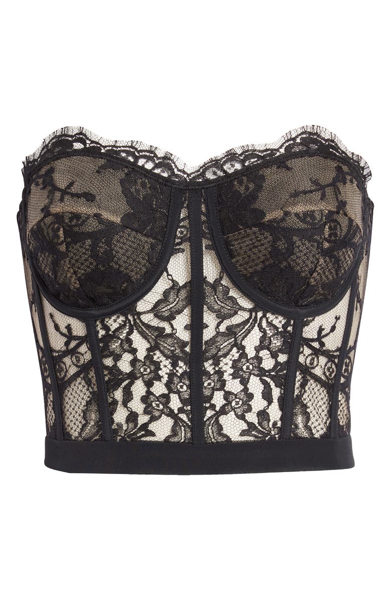 McQueen Semisheer Strapless Corset Top, Main, color, 1000 Black