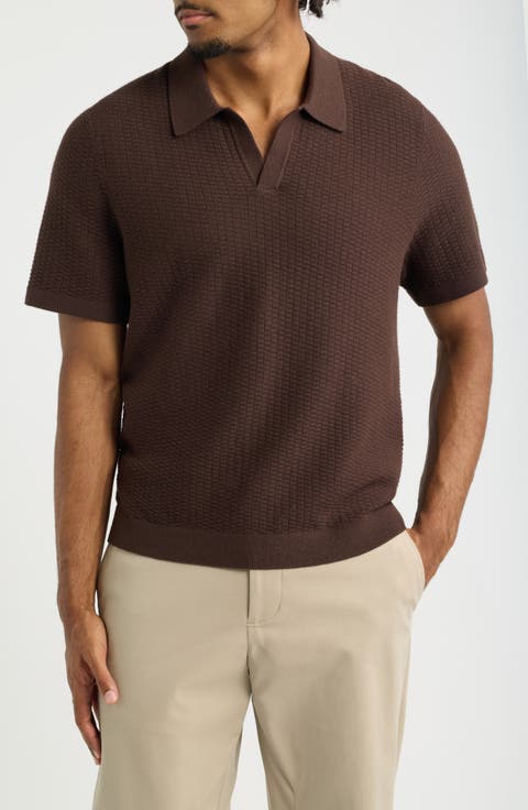 Johnny Collar Textured Polo Sweater