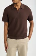 Open Edit Johnny Collar Textured Polo Sweater