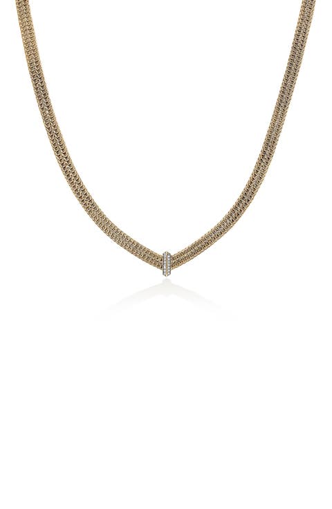 Icon Link Necklace, 14K Gold, Diamonds