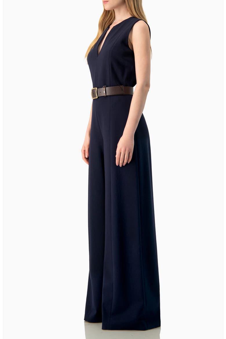 Sleeveless V-Neck Wide-Leg Jumpsuit, Alternate, color, Navy Blue