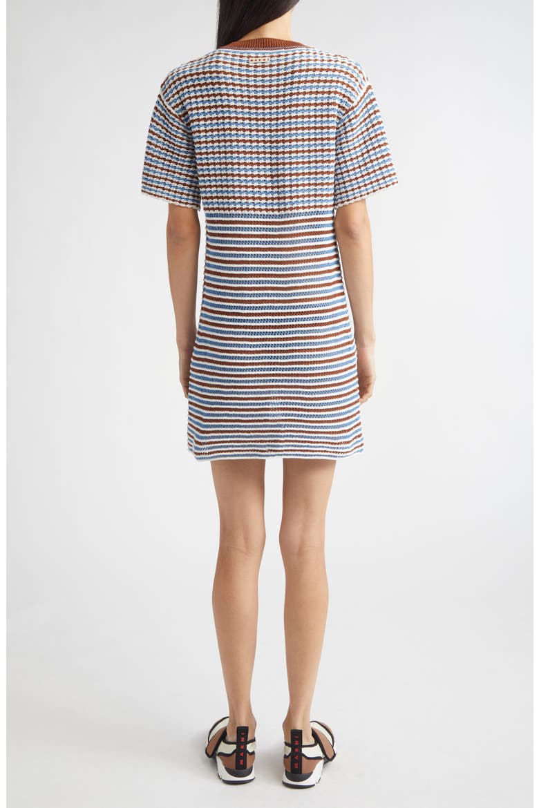 Stripe Cotton Crochet Minidress, Alternate, color, CRM30 GOLD BROWN
