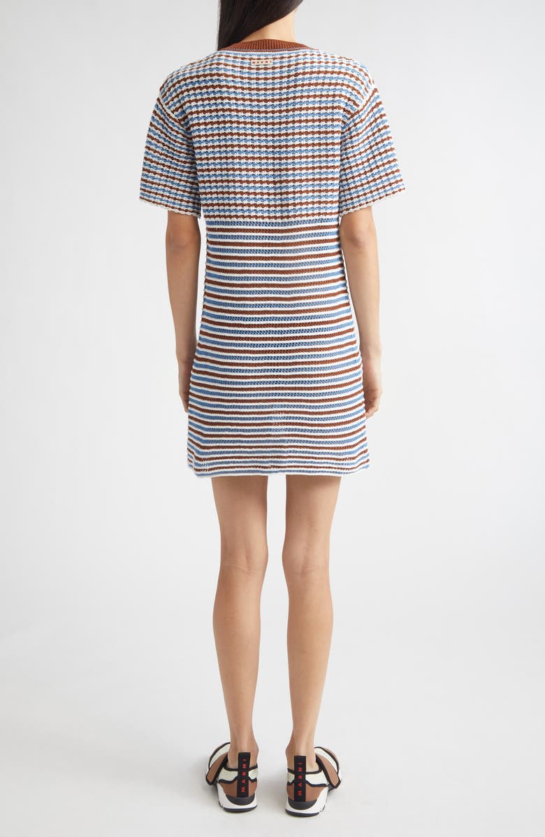 Marni Stripe Cotton Crochet Minidress, Alternate, color, Crm30 Gold Brown