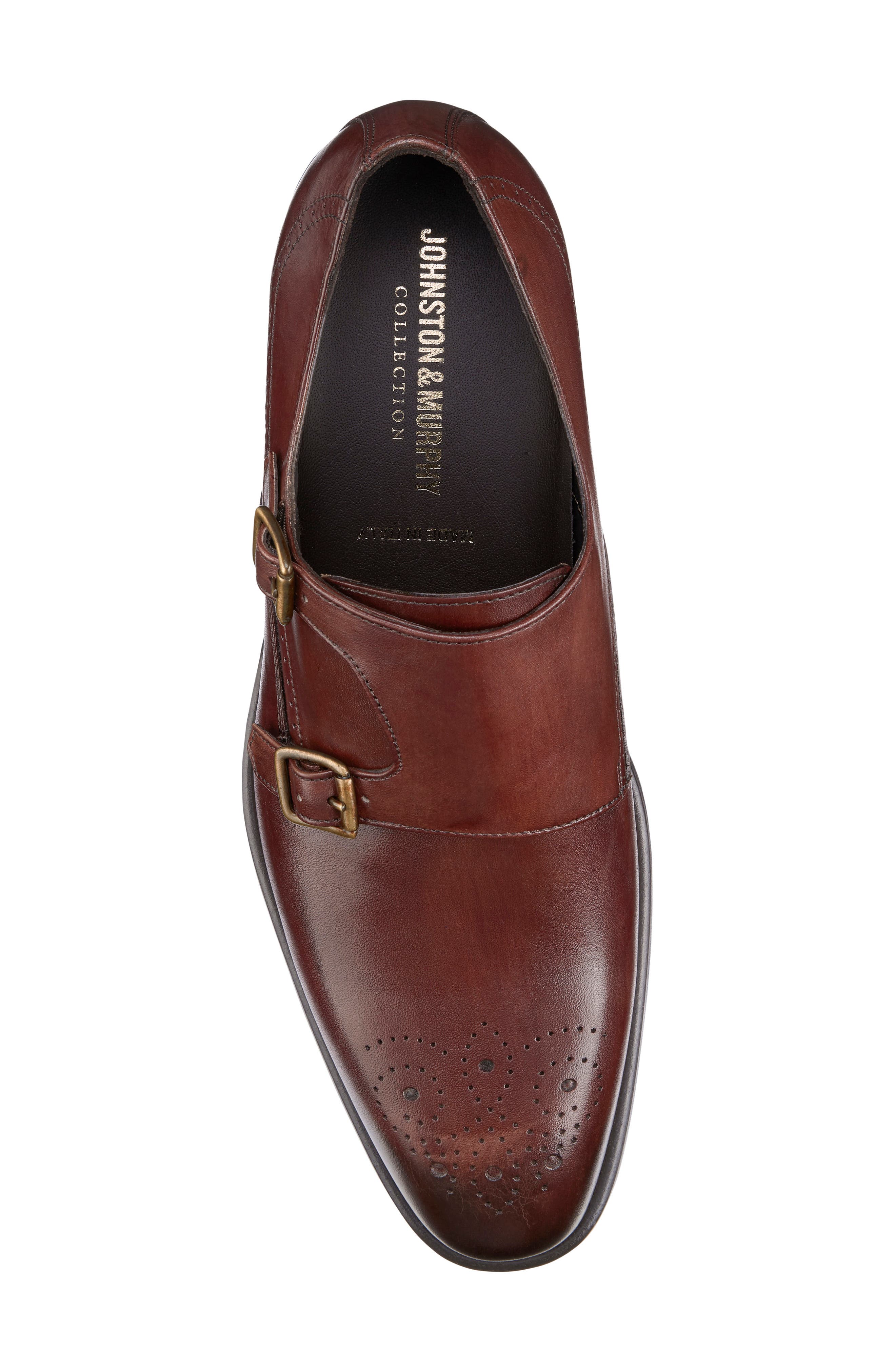 Johnston & Murphy Ellsworth Double Monk Strap Shoe, Alternate, color, BROWN