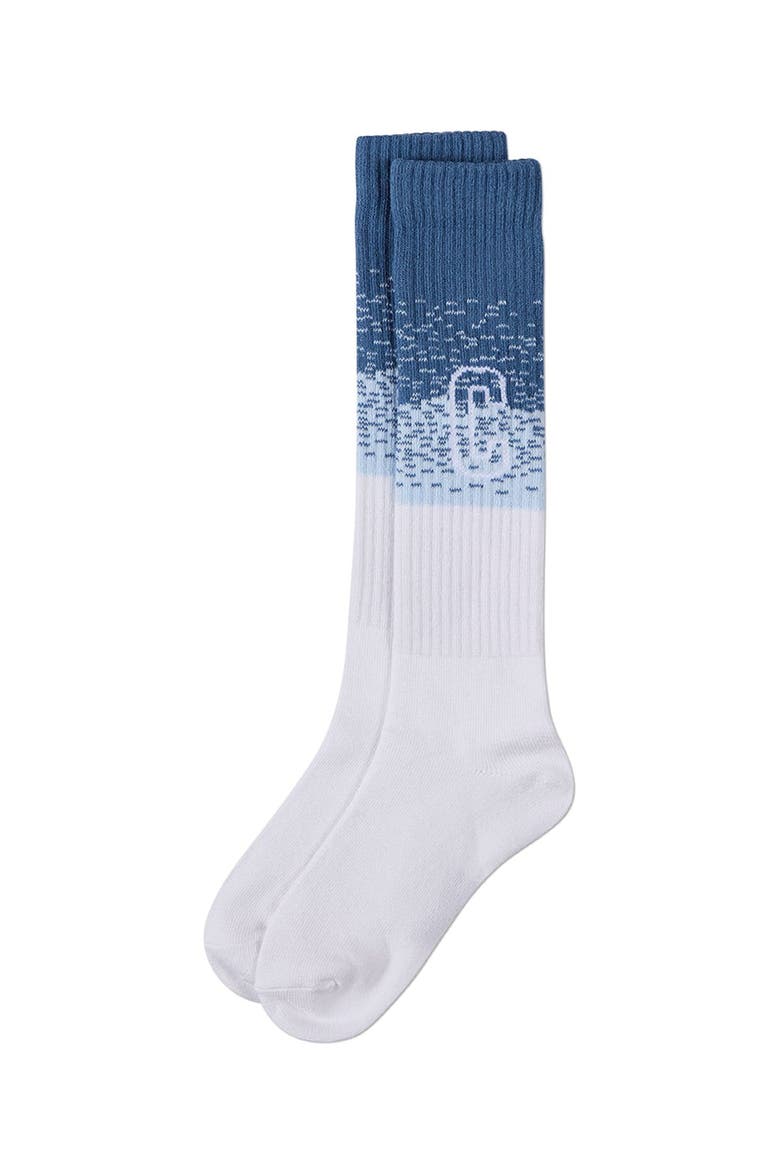 Color-Block C Graphic Ribbed Knee Sock, Alternate, color, White