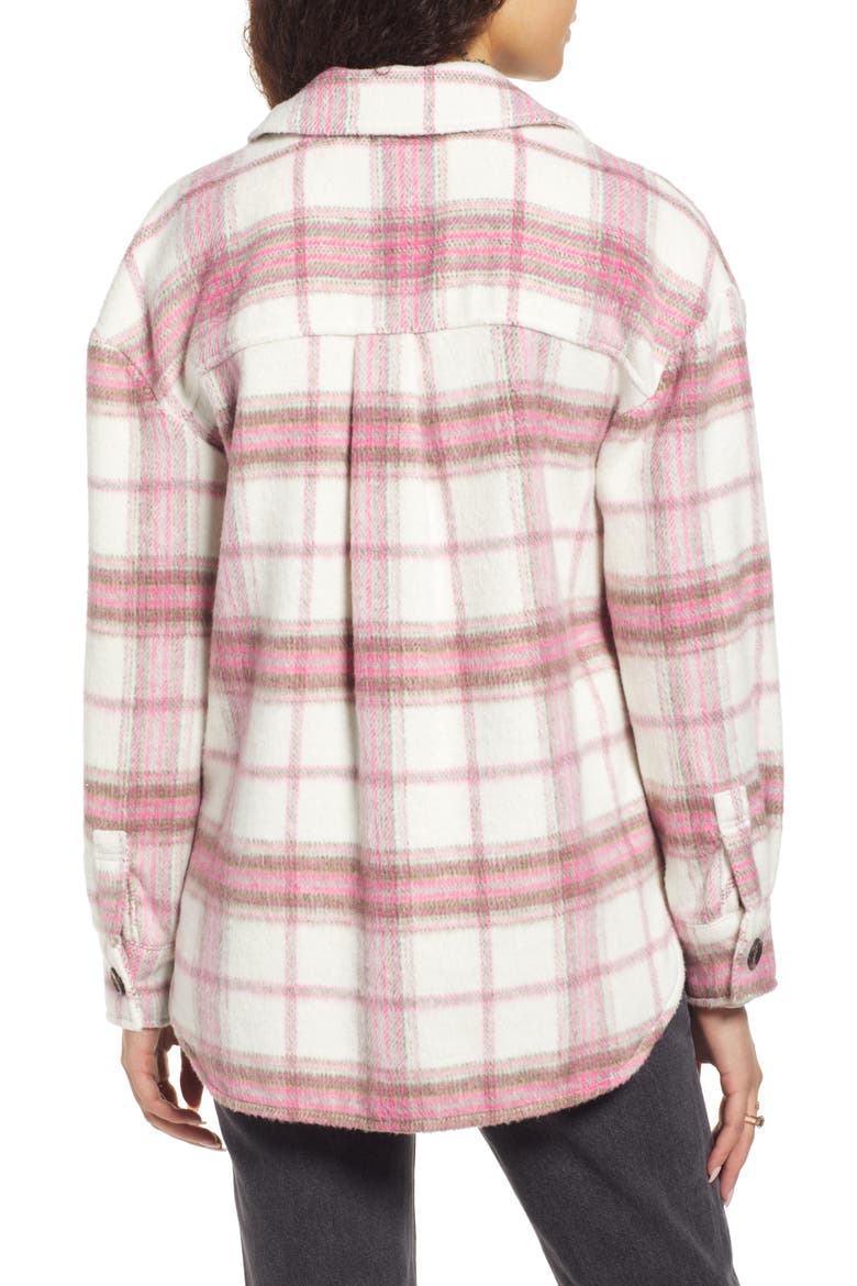Plaid Shirt Jacket, Alternate, color, IVORY- PINK PINKY PLAID