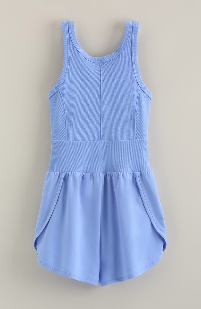 Zella Girl Kids' Summer Break Shorts Romper, Main, color, Blue Hydrangea