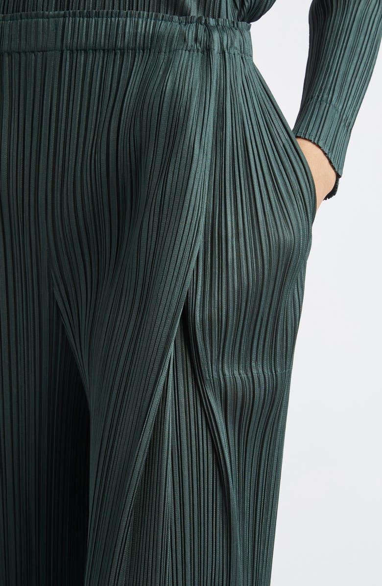Pleats Please Issey Miyake Monthly Colors December Pleated Crop Wide Leg Pants, Alternate, color, Forest Green