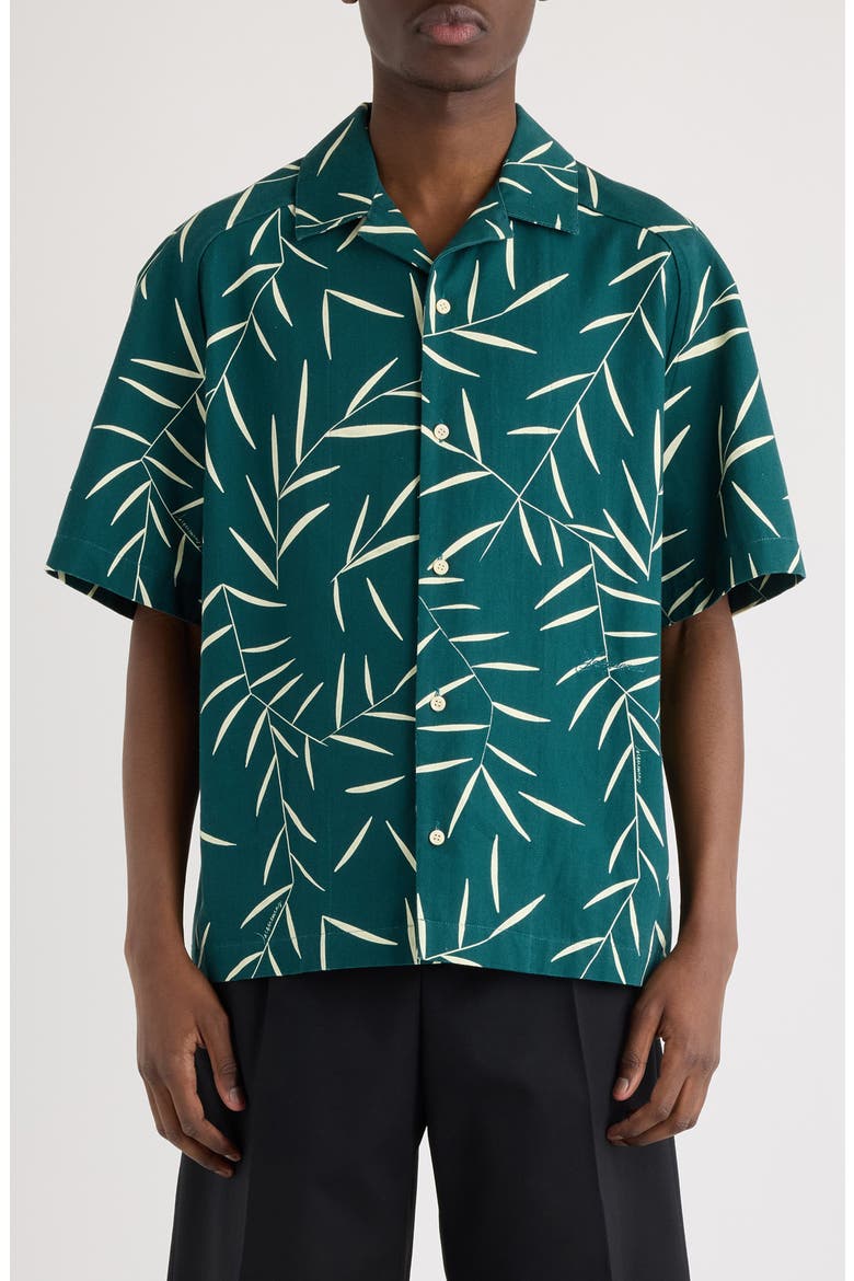 La Chemise Fonccio Foliage Print Camp Shirt, Main, color, PRINT FOLIAGE DARK GREEN/