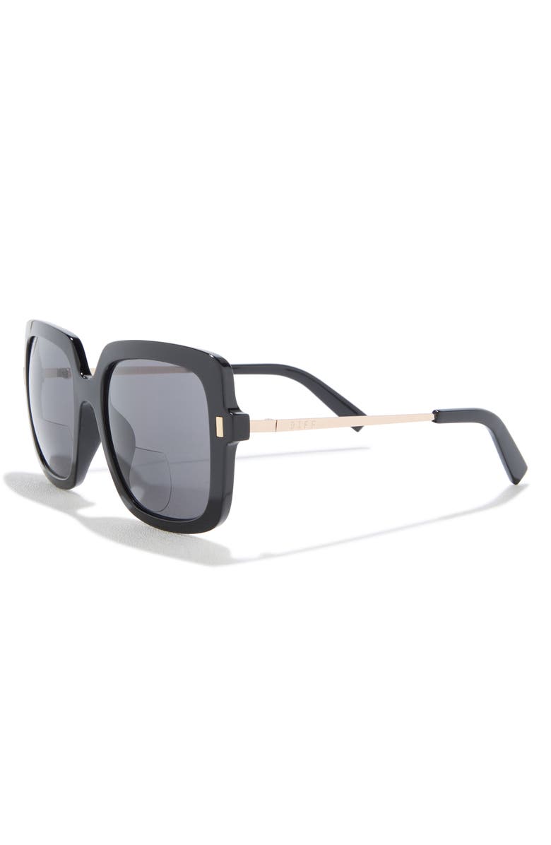 DIFF Sandy 54mm Square Bifocal Reading Sunglasses Glasses, Alternate, color, Black