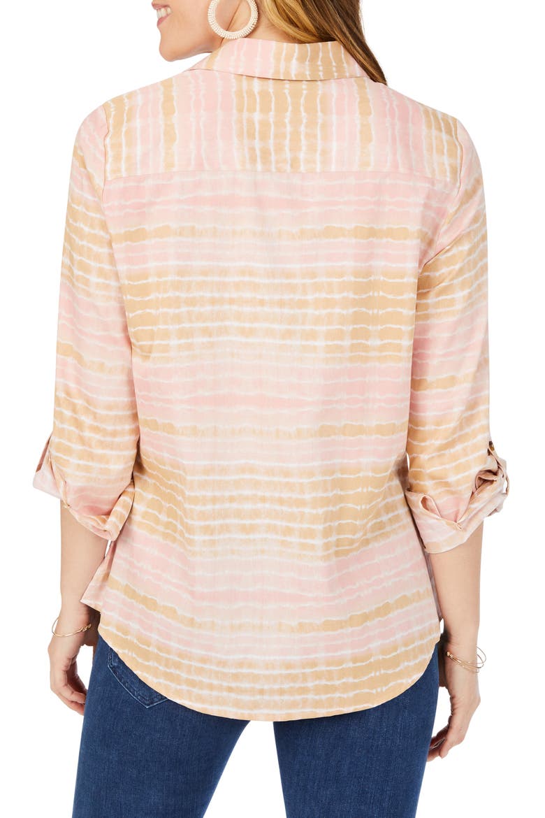 Zoey Northern Lights Tie Dye Cotton Sateen Button-Up Shirt, Alternate, color, PINK WHISPER