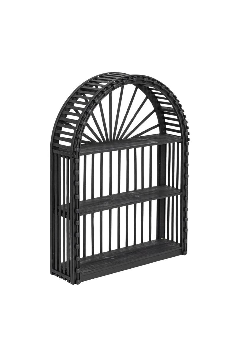 Storied Home Arched wood and Wood Wall Shelf, Black, Main, color, Black