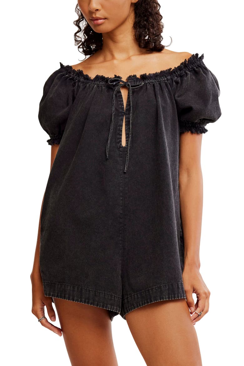 Daisy Denim Babydoll Romper, Alternate, color, STAR CROSSED