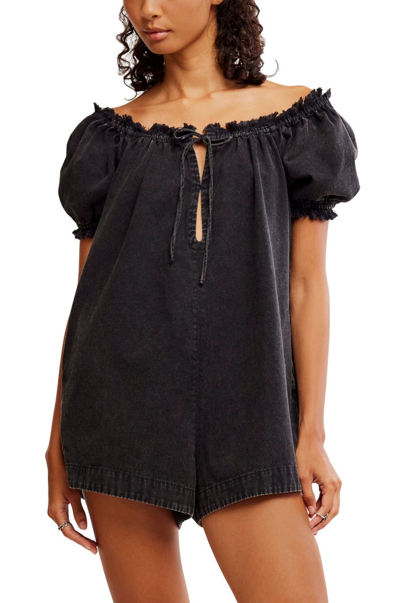 Free People Daisy Denim Babydoll Romper, Alternate, color,