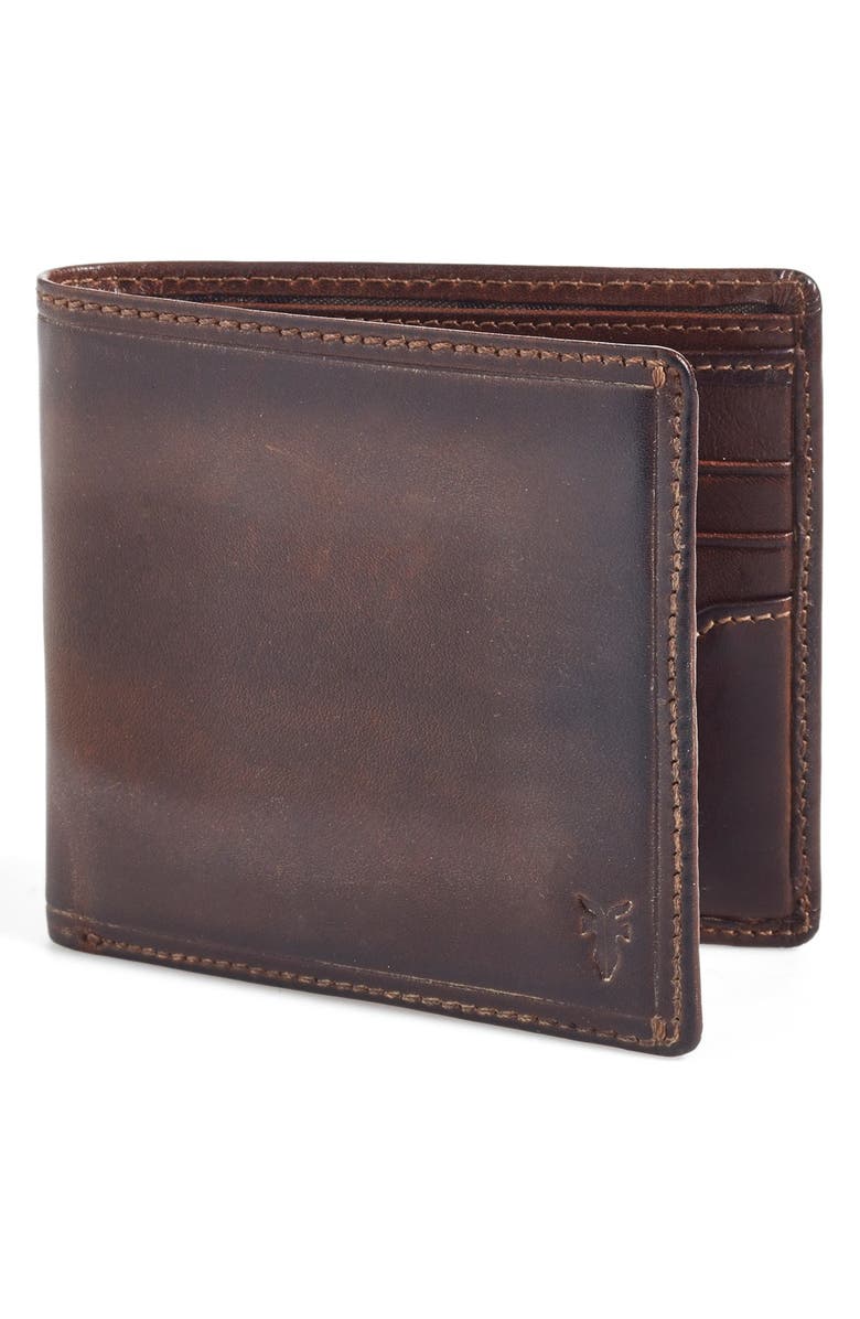 Frye 'Logan' Leather Billfold Wallet, Main, color, Slate
