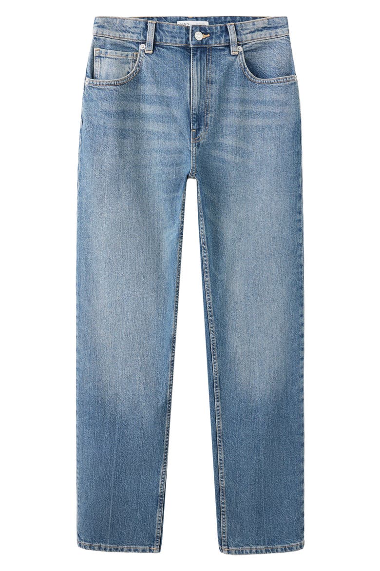 High Waist Straight Leg Jeans, Alternate, color, MEDIUM BLUE
