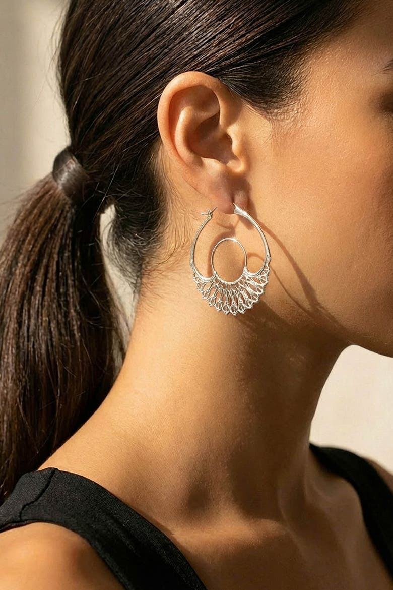 Iris Hoops, Alternate, color, Silver
