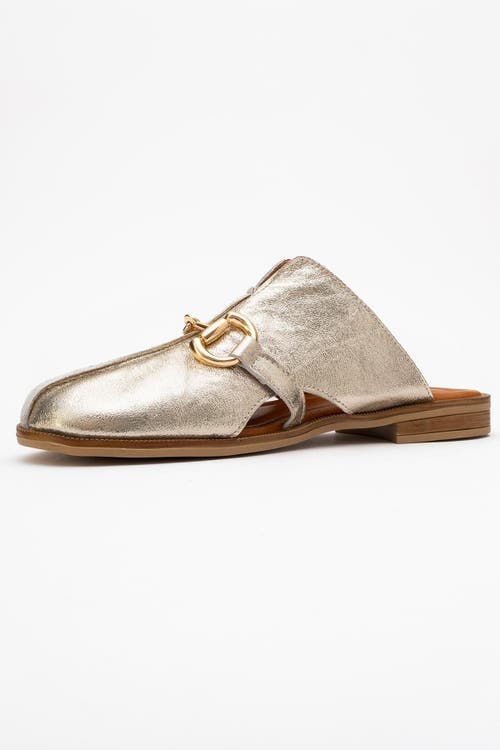 Forever & Always Shoes Favor Leather Mules In Gold