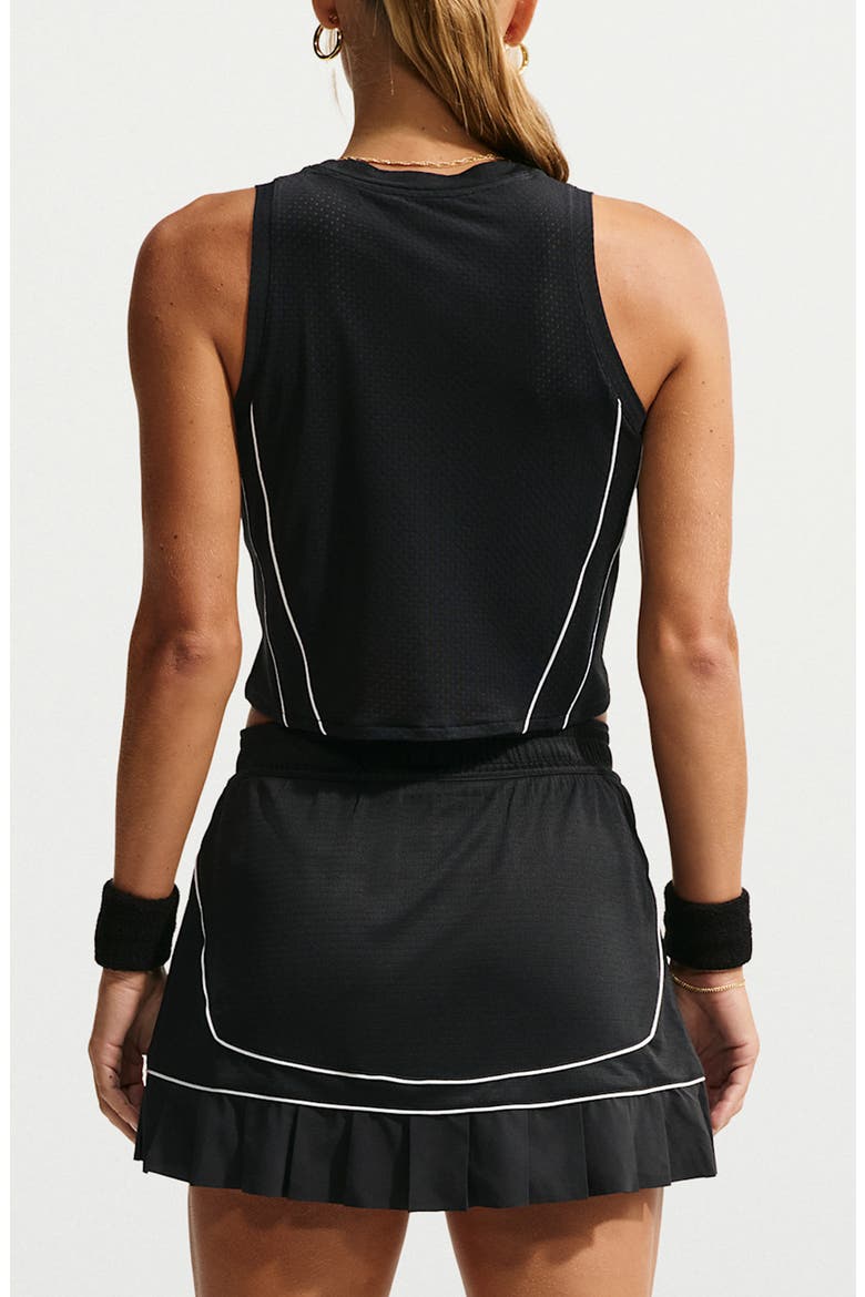 Court Pointelle Mesh Performance Racerback Crop Tank, Alternate, color, BLACK/ WHITE