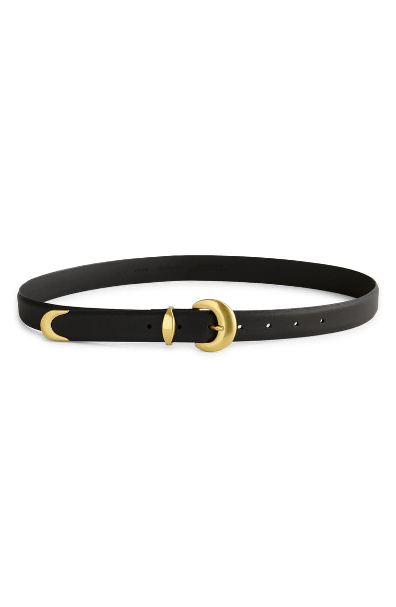 Madewell Wide Domed Buckle Leather Belt, Main, color, True Black