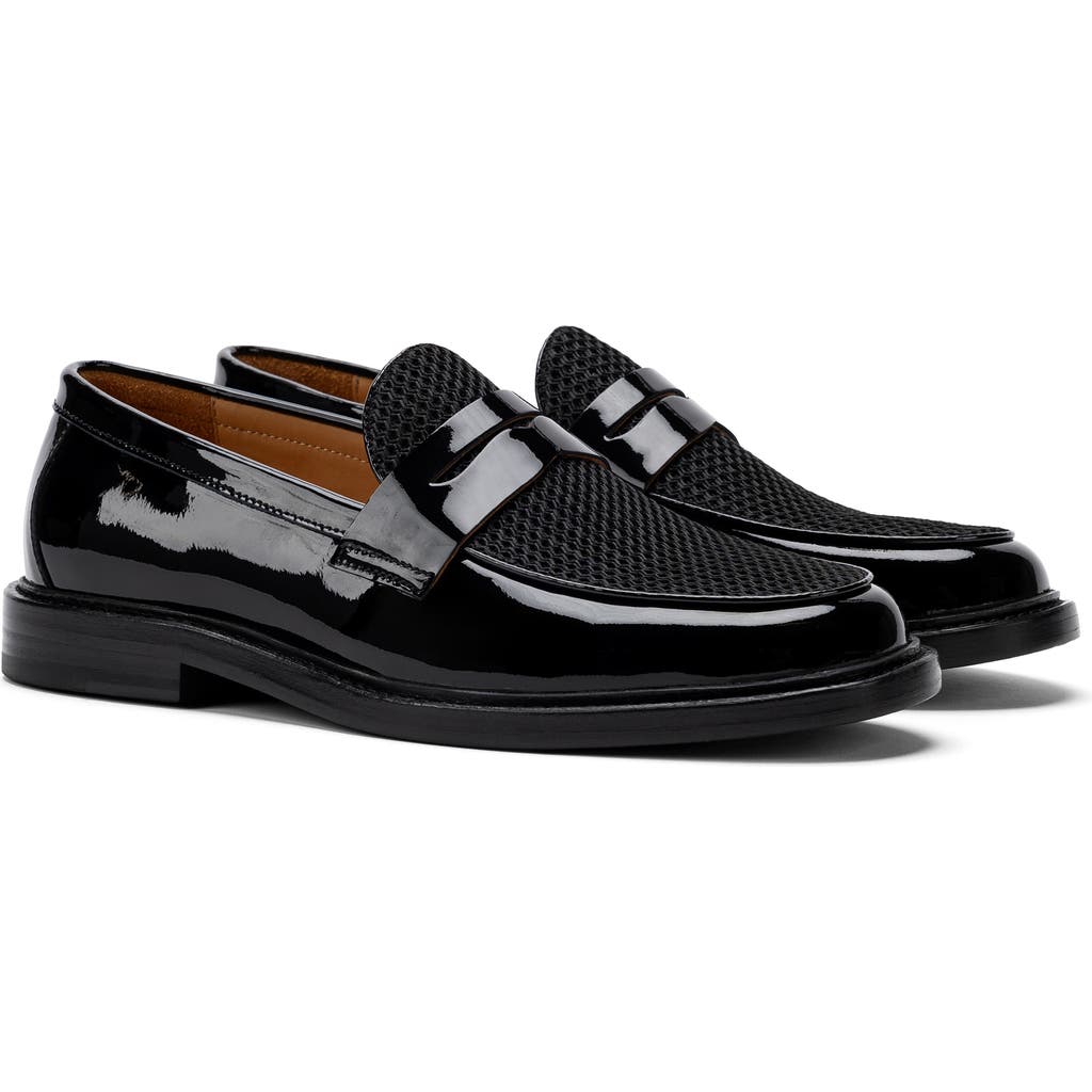 Marc Nolan Calum Mesh Penny Loafer In Black