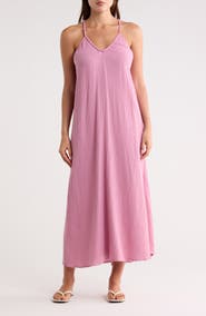 Lovestitch Mesh Racerback Cotton Gauze Midi Dress