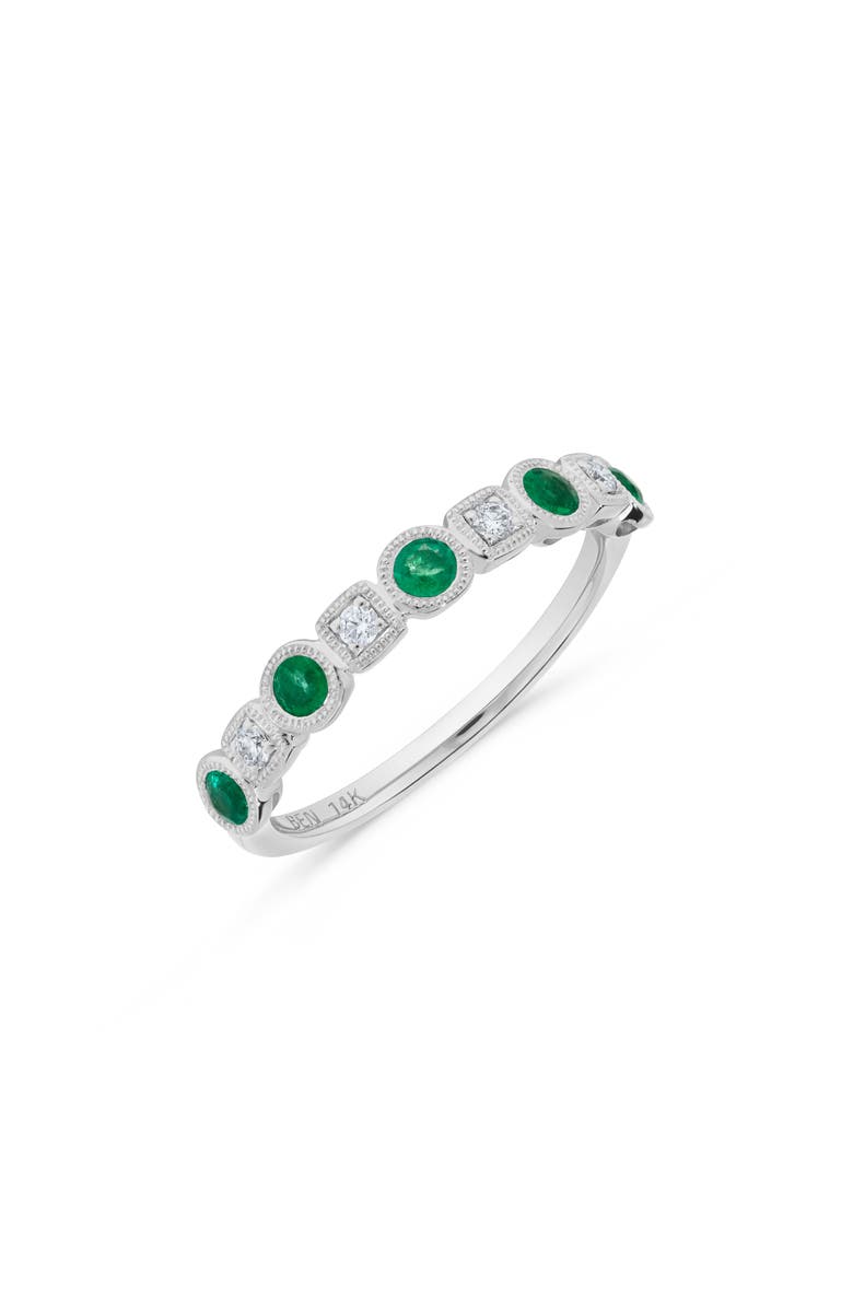 H.J. Namdar Emerald & Diamond Stacking Ring, Main, color, White Gold