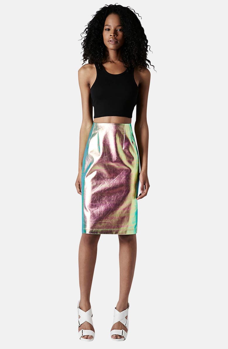 Topshop Iridescent Mermaid Pencil Skirt, Alternate, color, 